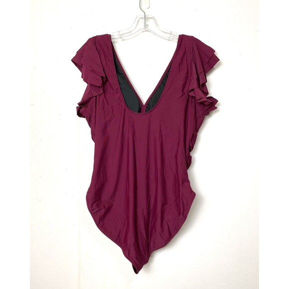Blooming Jelly Swimsuits Tummy Control Slimming One Piece Burgundy Plus Size 3XL - Picture 9 of 14